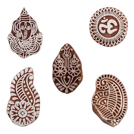 Set of 5 Piece New Mix Wooden Printing Blocks